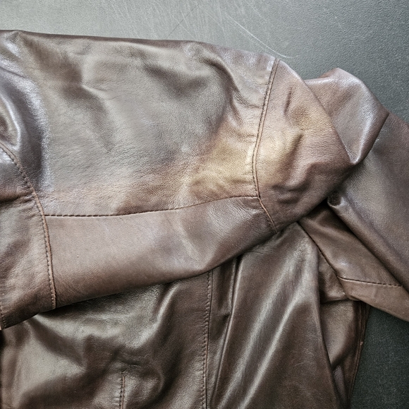 NWT - Leather Daniel Hechter Paris Brown Lightweight Zippered Jacket - XL - Picture 11 of 12
